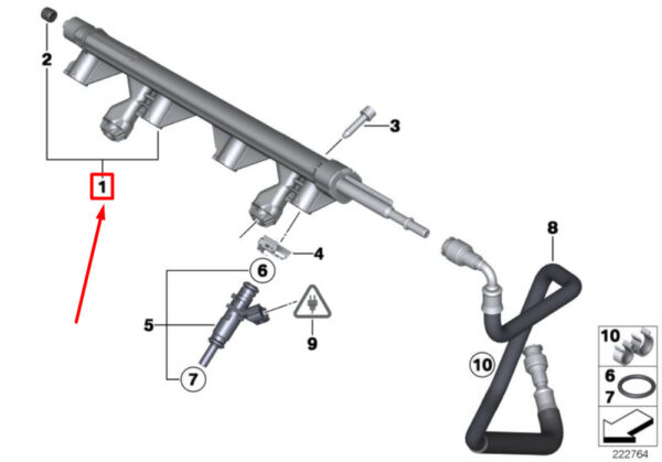 13537575646 - MINI CONVERTIBLE R57 injection pipe for fuel distribution pipe 13537575646 NEW