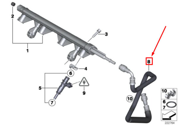 13537606232 - NEW MINI CONVERTIBLE R57 LCI FUEL INJECTION SUPPLY LINE 7606232 13537606232