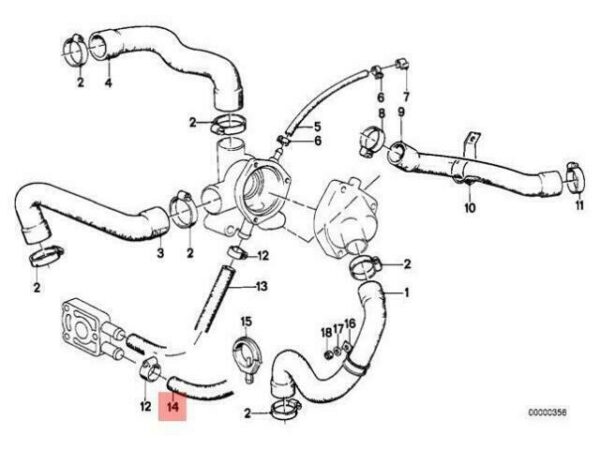 13541708840 - OEM BMW E28 SALOON COOLING SYSTEM WATER HOSE 13541708840 GENUINE NEW