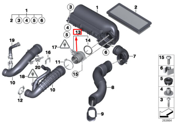 13627582553 - NEW MINI CONVERTIBLE R57 AIR MASS CURRENT SENSOR 7582553 13627582553 GENUINE