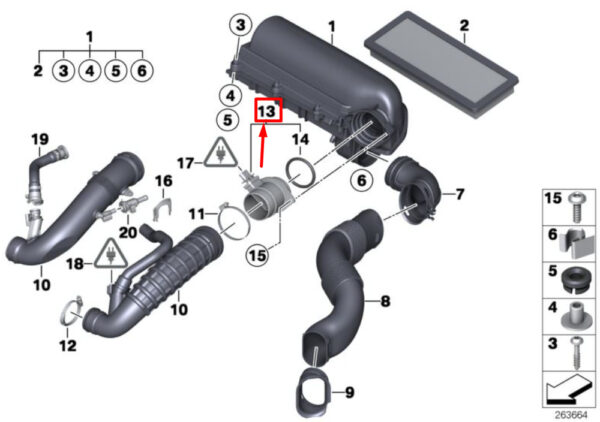 13627622958 - NEW MINI CONVERTIBLE R57 LCI S JCW AIR MASS CURRENT SENSOR 13627622958 7622958 GENUINE