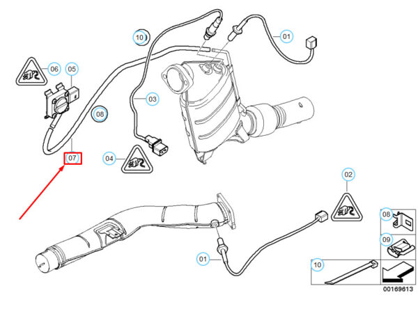 13627803507 - BMW 5 E60 Catalytic Converter / Front Silencer Hose 13627803507 NEW GENUINE