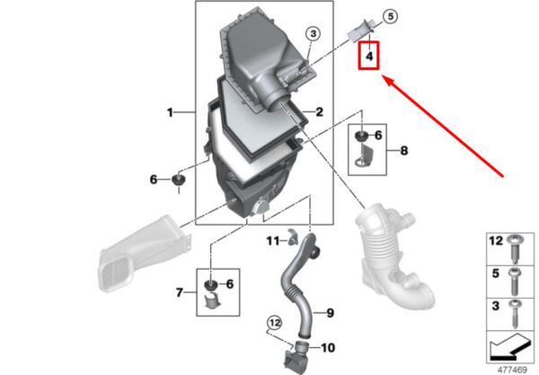 13628570107 - NEW MINI CONVERTIBLE F57 MASS AIR FLOW SENSOR 13628570107 8570107 OEM