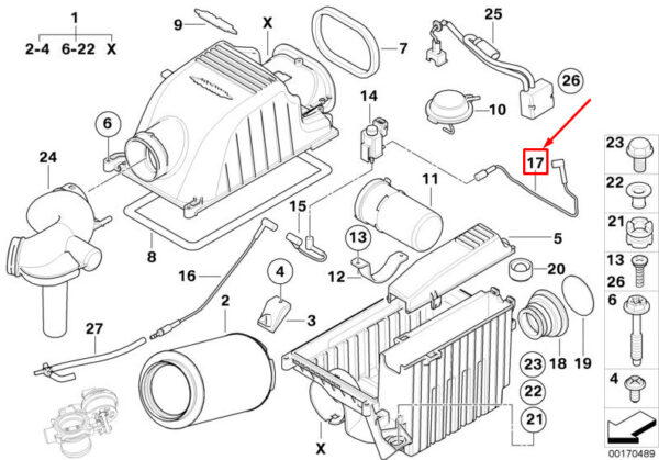 13717558379 - MINI CONVERTIBLE R52 INTAKE SILENCER VACUUM PIPE 13717558379 7558379 NEW GENUINE