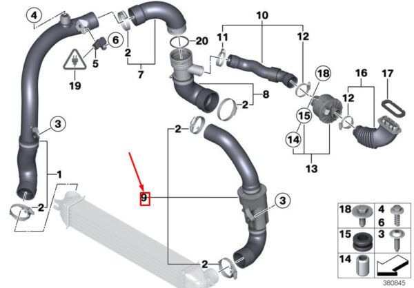 13717641223 - NEW MINI COUNTRYMAN R60 INTAKE MANIFOLD CHARGE AIR LINE 13717641223 ORIGINAL