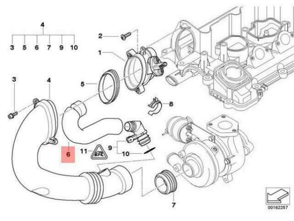 13717787863 - OEM BMW E46 E60 E60N E61 E61N MASS AIR FLOW SENSOR HOSE 13717787863 GENUINE