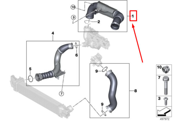 13718693166 - NEW MINI F60 FILTERED AIR PIPE WITH RESONATOR 8693166 13718693166 ORIGINAL