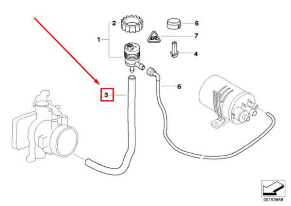 13901712862 - BMW 3 Compact E36 throttle housing ventilation hose 13901712862 ORIGINAL