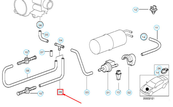 13901742790 - BMW 8 E31 Fuel Tank Vent Valve Hose 13901742790 NEW REAL
