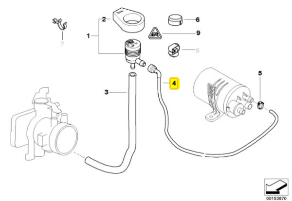 13907504299 - New Genuine BMW Z3 E36 M54 Engine Fuel Tank Breather Hose 7504299 OEM