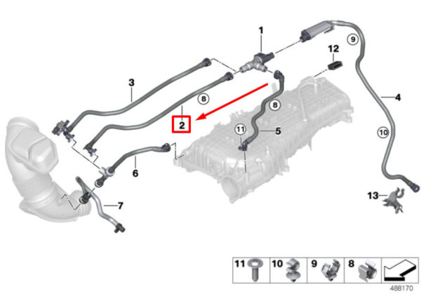 13907645858 - New BMW 5 G30 Fuel Tank Breather Line 13907645858 7645858