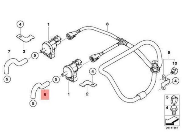 13907835912 - OEM BMW E60 E61N E63 FUEL TANK BREATHER VALVE HOSE ELBOW 13907835912 GENUINE