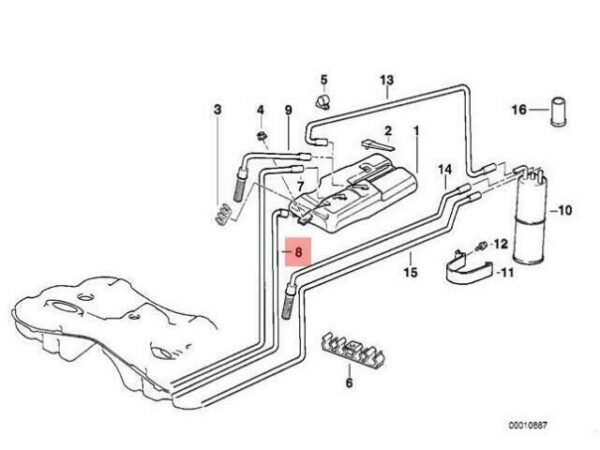 16111183521 - OEM BMW EXPANSION TANK/ACTIVATED CARBON CONTAINER PIPE 16111183521 GENUINE NEW