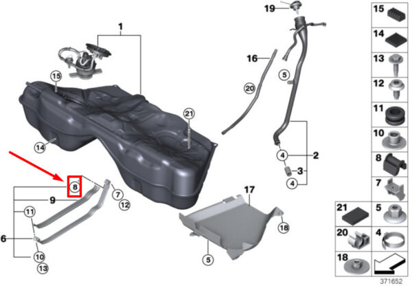 16111184018 - BMW 3 Series E46 Fuel System Tank Damper Rubber 16111184018 1184018 NEW ORIGINAL