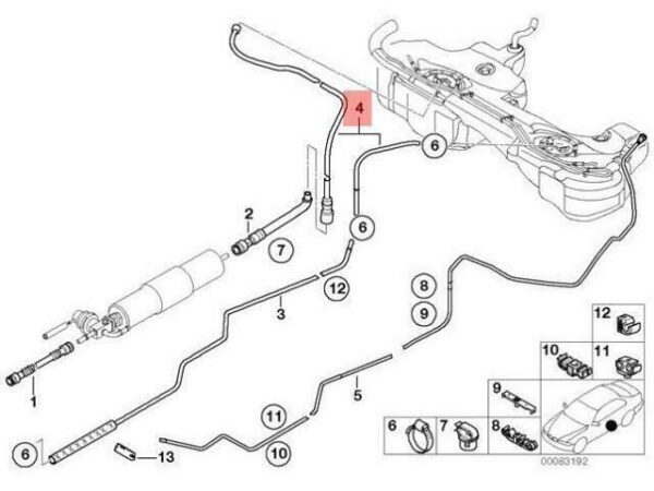 16112283288 - OEM BMW E46 CABRIO COUPE FUEL PIPE MOUNTING SET 16112283288 GENUINE NEW