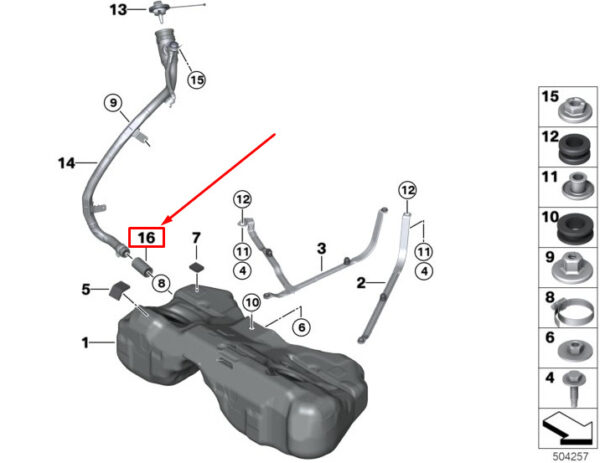16115A02641 - BMW 5 Touring G31 fuel filling pipe 16115A02641 NEW ORIGINAL