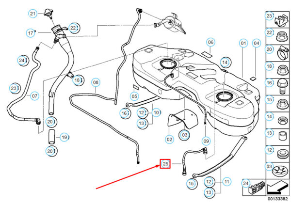 16116759696 - NEW BMW X3 E83 FUEL TANK RETURN PIPE 16116759696 6759696 OEM
