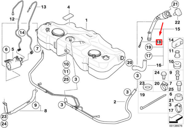 16116760043 - NEW MINI COOPER R50, R53 FUEL SYSTEM GROUND WIRE 16116760043 16760043
