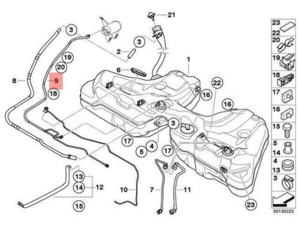 16116762601 - OEM BMW E63 E63N E64 E64N CABRIO COUPE FUEL BREATHER LINE 16116762601 GENUINE