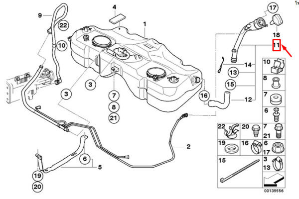 16116767314 - NEW MINI COOPER R50 FUEL FILLER PIPE 16116767314 6767314 ORIGINAL