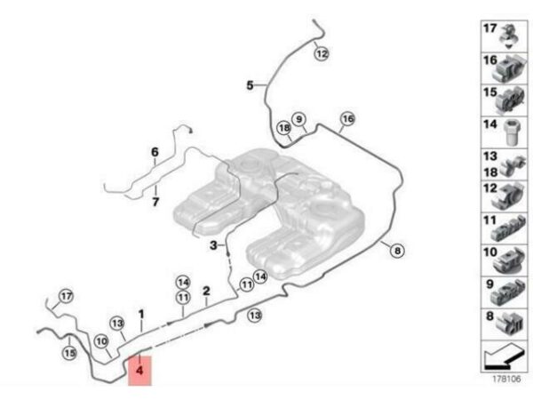 16117164403 - OEM BMW E70 E70N E71 FUEL PIPE/MOUNTING SCAVENGE AIR LINE M 16117164403 NEW