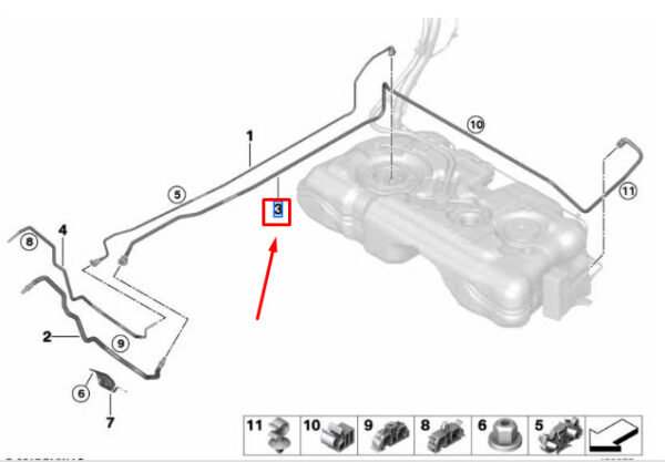 16117300623 - MINI COOPER F56 PURGE AIR LINE 16117300623 NEW GENUINE