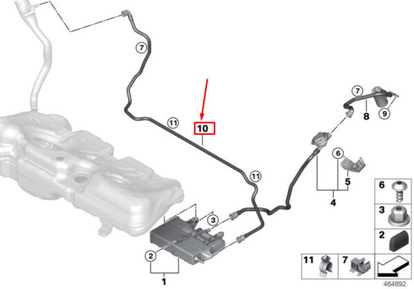 16117300652 - MINI COOPER F56 fuel vent line 16117300652 NEW ORIGINAL