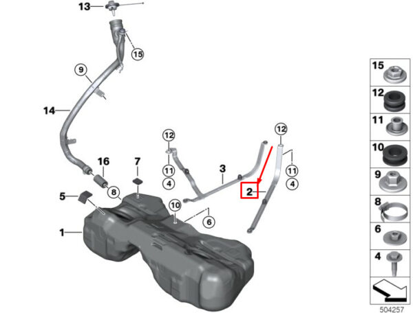 16117354283 - BMW 5 TOURING G31 FUEL TANK TENSIONER STRAP 16117354283, NEW, GENUINE