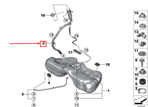 16117356518 - BMW 7 G11 Fuel Plastic Fill Pipe 16117356518, New Original
