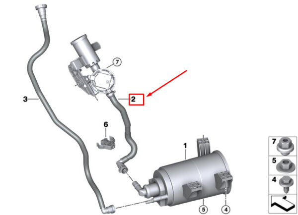 16117383195 - BMW 6 Gran Turismo G32 leak diagnostic module ventilation line 16117383195 NEW
