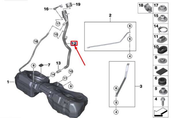 16118485968 - BMW 4 COUPE G22 FUEL FILLER PIPE 16118485968 NEW GENUINE