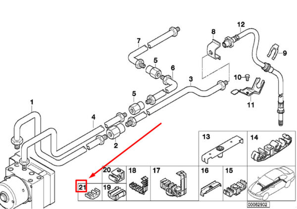 16121176766 - BMW 3 E46 Fuel Brake Line Spacer Bracket 16121176766 1176766 NEW