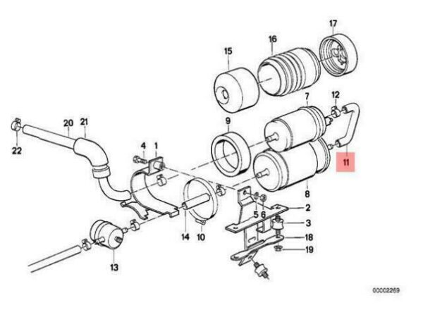 16121178990 - OEM BMW E30 CABRIO COUPE SEDAN FUEL FEED FILTER PUMP HOSE 16121178990 GENUINE