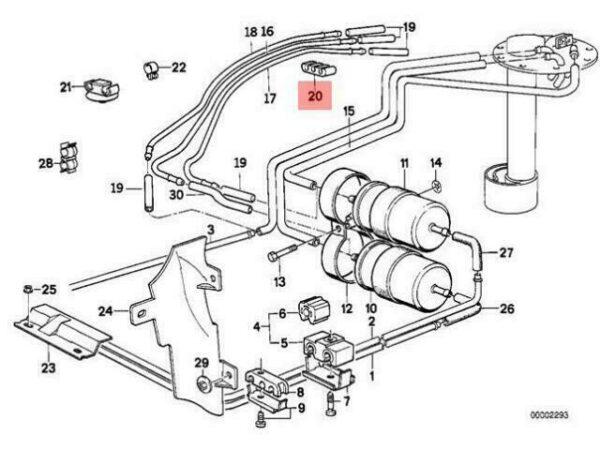 16121180262 - OEM BMW E32 SEDAN FUEL LINE BRACKET 16121180262 GENUINE NEW