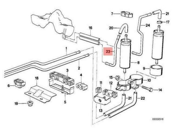 16121180676 - OEM BMW E31 COUPE FUEL PIPE 16121180676 GENUINE NEW