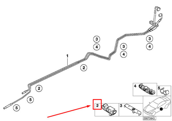 16121183468 - NEW BMW E52 FUEL FEED/RETURN LINE SUPPORT 16121183468 1183468