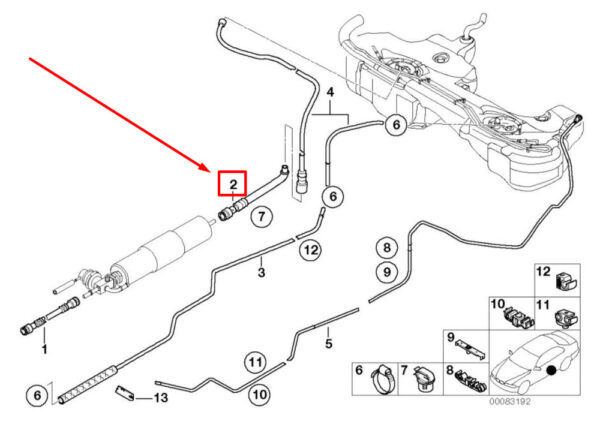 16122229409 - BMW 3 E46 Rear Fuel Feed Line 16122229409 2229409 NEW GENUINE