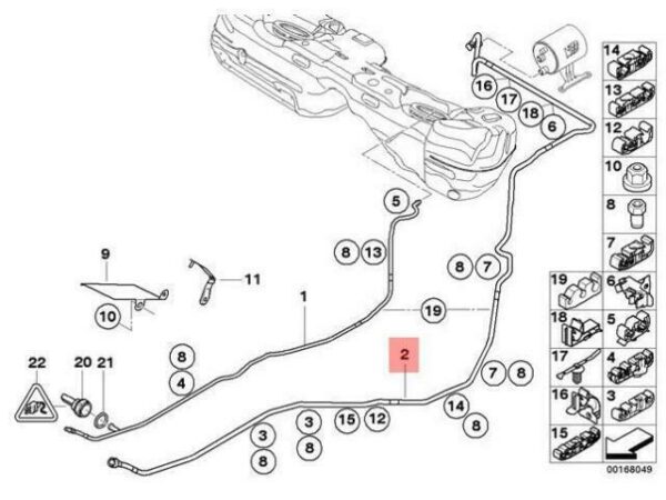 16122283488 - OEM BMW E90 E90N E92 FUEL PIPE MOUNTING SCAVENGE AIR LINE 16122283488 GENUINE