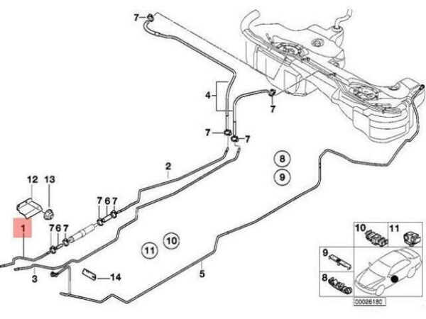 16126752183 - OEM BMW E46 CABRIO COMPACT COUPE FRONT FUEL FEED LINE 16126752183 GENUINE NEW