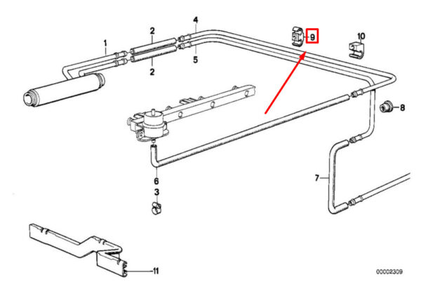 16126756924 - NEW BMW Z3 E36 FUEL COOLING SYSTEM PIPE MOUNT 16126756924 6756924 ORIGINAL