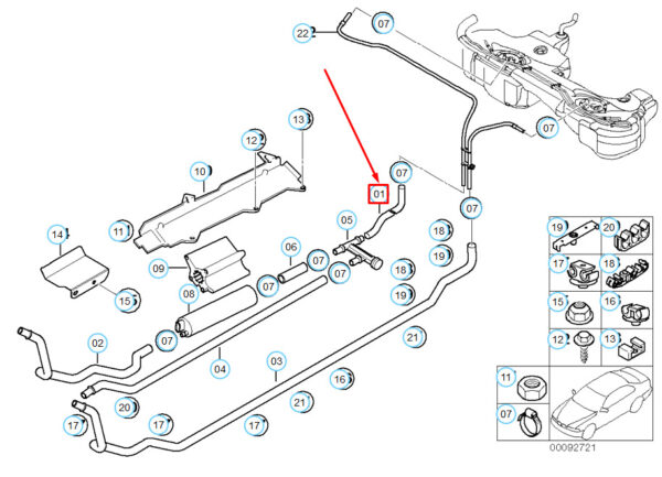 16126757935 - BMW 3 E46 diesel pump rear fuel supply line 16126757935 NEW REAL