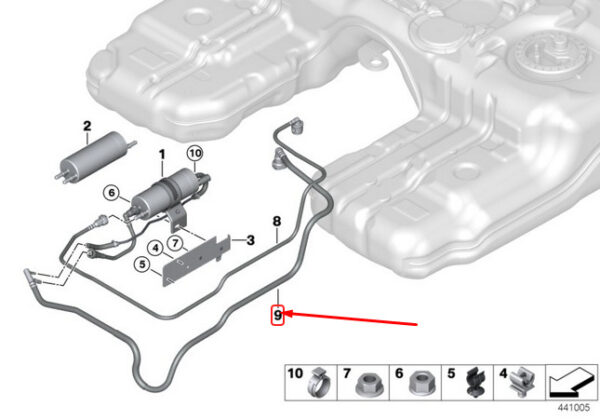 16127194257 - NEW BMW X5 F15 FUEL RETURN PIPE LINE 16127194257 7194257 ORIGINAL