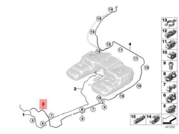 16127347894 - NEW BMW F15 F16 F85 FUEL LINE / MOUNTING COMPARTMENT AIR LINE M 16127347894