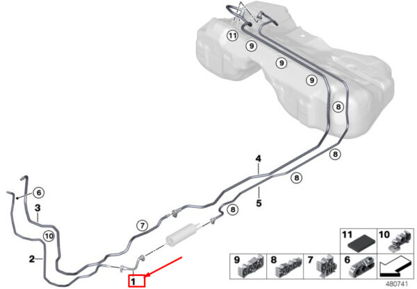 16127356580 - NEW BMW 5 TOURING G31 FUEL FEED LINE 16127356580 GENUINE
