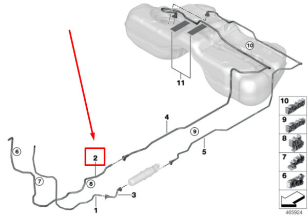16127386653 - BMW 7 G11, G12 fuel return line front 16127386653 7386653 NEW ORIGINAL