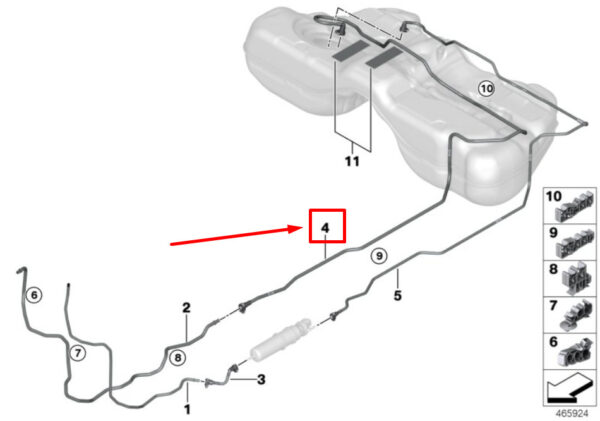 16127386654 - NEW BMW 7 G11 REAR FUEL RETURN LINE 7386654 16127386654 ORIGINAL