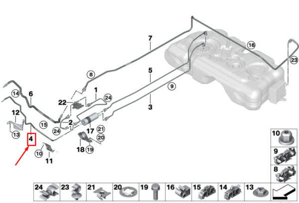 16127464633 - MINI COUNTRYMAN F60 FRONT FUEL SUPPLY LINE 16127464633 7464633 NEW GENUINE