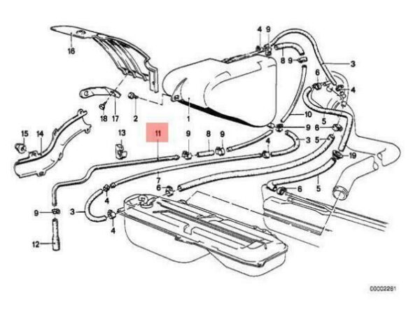 16131177465 - OEM BMW CMSP E30 CABRIO COUPE SEDAN WAGON VENT PIPE 16131177465 GENUINE NEW