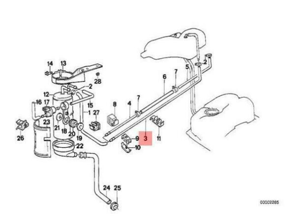 16131178980 - OEM BMW E32 ACTIVATED CHARCOAL FILTER/TUBING VENT PIPE 16131178980 GENUINE NEW