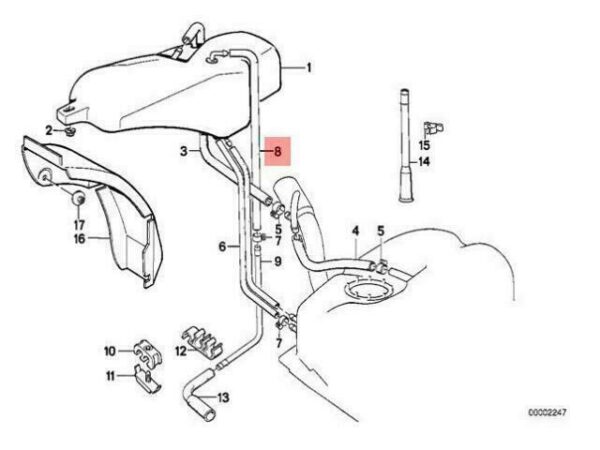 16131179180 - OEM BMW E31 E32 E34 COUPE EXPANSION TANK TUBING HOSE 16131179180 GENUINE NEW